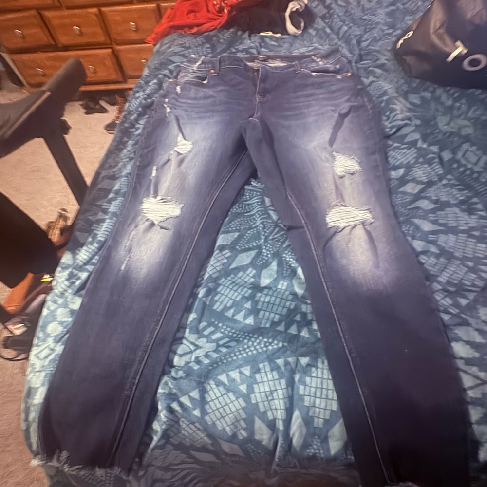 Edgely Distressed Dark Blue Women's Skinny Jeans